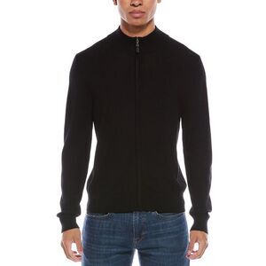 Mette Mens  Merino Wool Zip Mock Neck Cardigan, Black